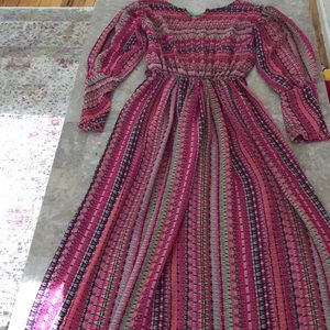 Bell-sleeve maxi dress, handmade!